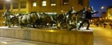 Being chased by bronze bulls in Pamplona