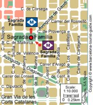 Location of Sagrada Familia to the nearest metro stop. Click for a magnified view of this map