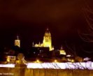 The Segovia Cathedral at night.